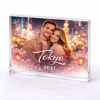 Custom travel memory crystal keepsake – personalised couple Valentine gift