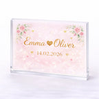 Personalised name and date crystal plaque – elegant Valentine keepsake for couples