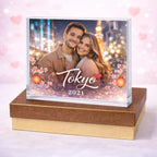 Custom rose frame crystal photo plaque – Valentine couple keepsake gift