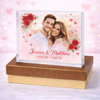 Personalised Valentine photo crystal block – romantic gift for couples
