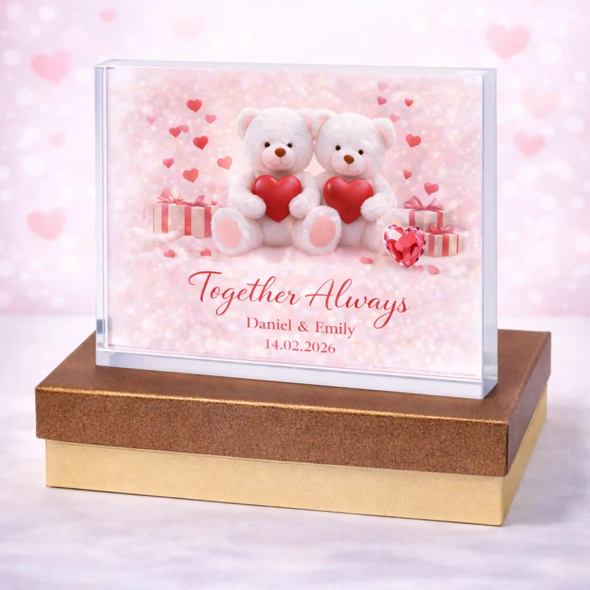 Minimal line art couple crystal plaque – sentimental personalised love gift