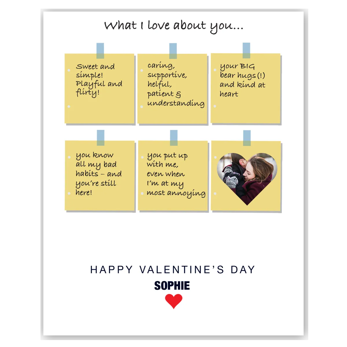  – personalised card design, perfect Valentine card for her or him, romantic customised greeting to make your personalised card unique and memorable.