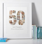 Personalised 40th birthday milestone timeline wall art print with photo, custom name and life events – elegant framed birthday gift for her UK