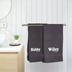 embroidered hubby and wifey couple towels with since year design Gift