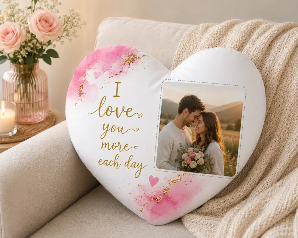 personalised photo heart cushion i love you romantic gift for couples